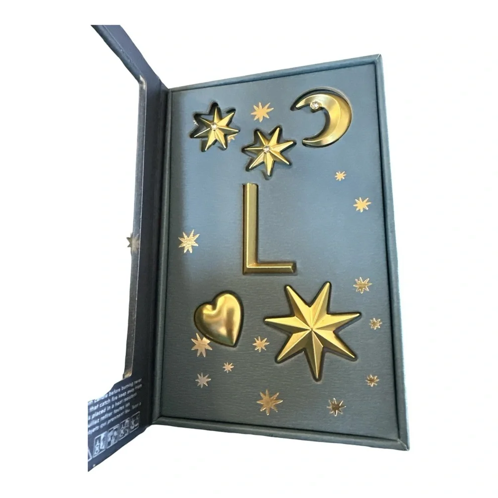 Anthropologie Monogram Candle Charms Gold Letter “L” New In Box Stars Moon